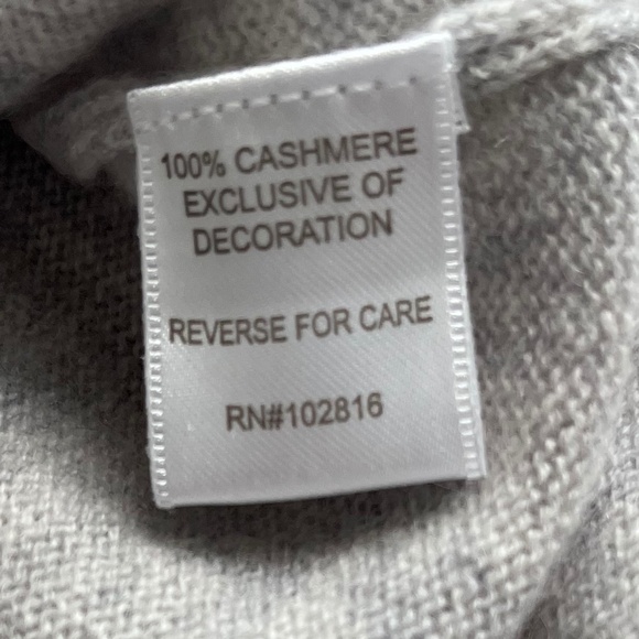 Garnet Hill Gray Cashmere Sweater with Chiffon and Lace Hem Size M - Picture 6 of 8